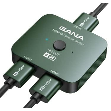 Imagem de GANA Comutador Hdmi 2.1, Divisor De 8K Bidirecional, 2 Entradas E 1 Saída, 4K A 120 Hz, 60 Hub Ultra Hd Alumínio 48 Gbps Compatível Com Ps5/4, Xbox, Roku, Apple Tv, Fire Stick