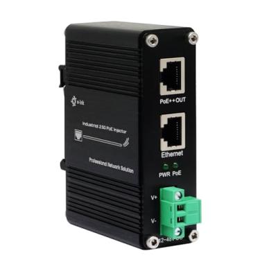 Imagem de E-link Injetor Industrial 2.5G Reforçado De 1 Porta Ethernet Com Entrada + Saída Ieee 802.3At/Bt Poe++ 95 W Alimentação Cc 12 A 48 V, Adaptador Alto Ponto Acesso Para Montagem Em Trilho Din -40 °C 8
