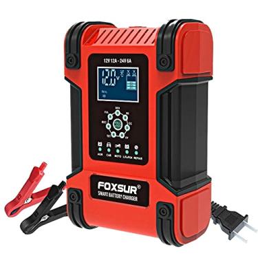 Imagem de Generic Carregador De Bateria Carro Inteligente Foxsur 7 Estágios, 12V 24V 12A, Motocicleta, Caminhão, Barco, Gel Lítio Agm, Chumbo-Ácido Úmido Lifepo4, Totalmente Automático, Ciclo Profundo, Reparo