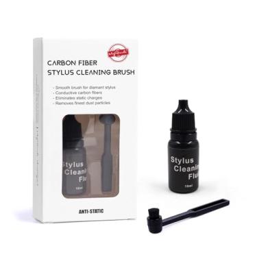Imagem de MayRecords Kit de escova de limpeza Stylus, escova de limpeza de agulha redonda antiestática 2 em 1 e fluido de limpeza de agulha de 10 ml para cartucho de agulha de toca-discos LP