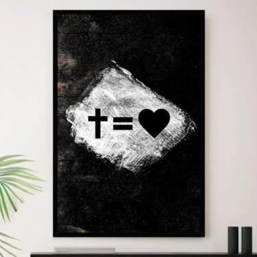 Imagem de Genérico, Quadro Gospel Cruz Coração Religioso Decorativo A3 35x45cm