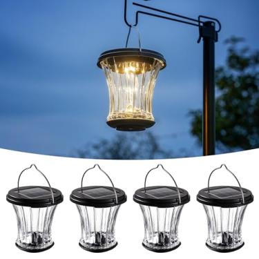 Imagem de OPOIRA Lanterna Solar De Vidro Para Áreas Externas, Luzes Suspensas À Prova D'Água Externas Com Design Modular, Led 3000K, Luminária Mesa Ligação/Desligamento Automático, Jardim, Pátio, Cerca, Pared