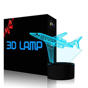 Imagem de YKLWORLD Luzes De Avião 3D Criativas, Luz Noturna Led Para Avião, Abajur Mesa Com Ilusão Aerodinâmica 7 Cores E Alimentação Usb, Os Melhores Brinquedos Decoração Quarto, Presentes Crianças Aniversár