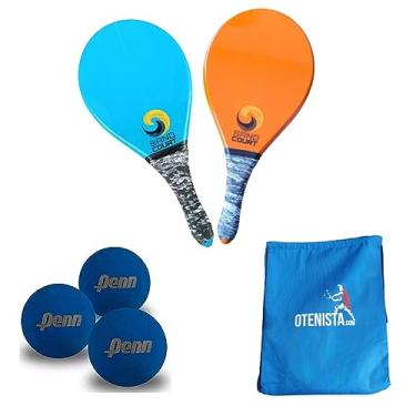 Imagem de Kit Frescobol 2 Raquetes Polímero Mais 3 Bolas Penn e Bolsa