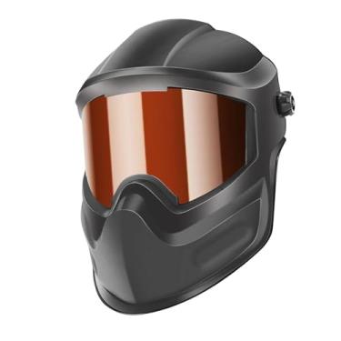 Imagem de KiBcsLic Hamlet de soldagem Proteção total Anti-respingos para soldagem Corte Moagem Equipamento de trabalho Confortável Grande Visão Leve, Marrom Escuro