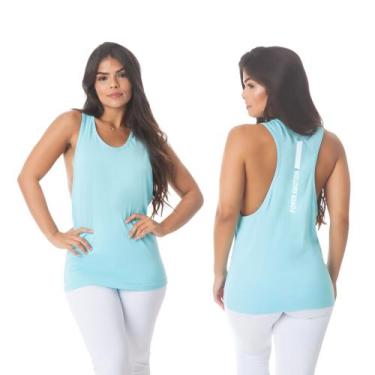 Imagem de Camiseta Regata Feminina Cavada Academia Água - Sallada Mista, Água, G