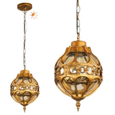Imagem de Flybling Luminárias Pendentes Para Áreas Externas, Estilo Globo, Do Anoitecer Ao Amanhecer, Vintage Externas Com Corrente Ajustável, Lustre De Alumínio E Latão Varanda, Gazebo, Sensor, Geral