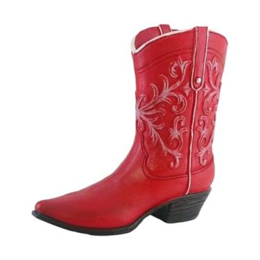 Imagem de Bothyi Vaso de flores de resina, vaso de flores, bota de cowboy, de cowgirl, arranjo floral ocidental para entrada, estante, decoração de casa, Vermelho