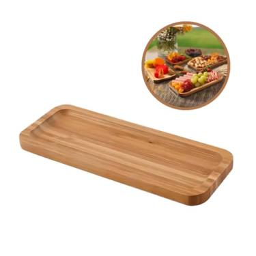 Imagem de Bandeja Petisqueira Retangular em Bambu Natural, 26 x 10 cm, Servir Aperitivos, Multiuso