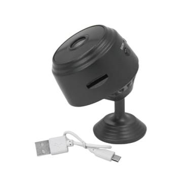 Imagem de Câmera de Segurança Compacta com Rotação 360° e 120° Vertical, Base Giratória, Modo Noturno, Preta