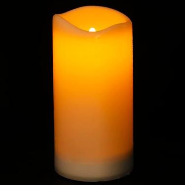 Imagem de Vela de LED solar única de 10 x 20 cm com sensor do crepúsculo ao amanhecer, velas de pilar de LED cintilantes recarregáveis à prova d'água, velas reutilizáveis sem chama, sombra branca, ideal para