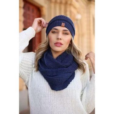 Imagem de Conjunto Touca Caída Gorro Beanie Masculino E Feminino Com Cachecol Go