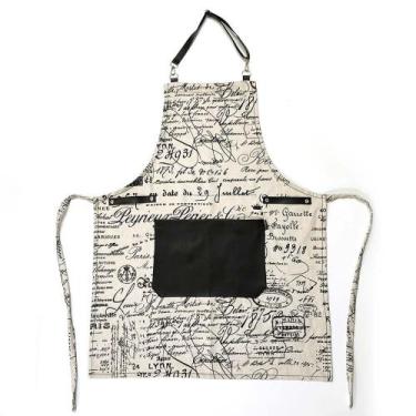 Imagem de Avental churrasqueiro VivaIN em linho misto ADULTO Preto - VivaIN Deco