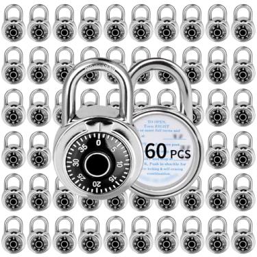 Imagem de Fechadura de combinação, trava de combinação de mostrador padrão LQYN , pacote com 60; placa giratória, 5 cm de largura, combinação fixa de três digitais, para escola, academia e armário, caixa de