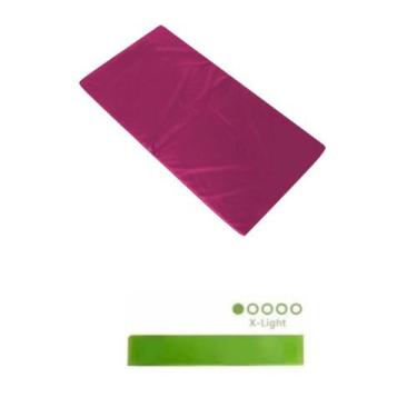 Imagem de Colchonete Rosa + Mini Band Faixa Elástica Verde Super Leve - 1 Fit