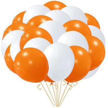 Imagem de Xiksxitn Balões de látex branco laranja - Balões duplos vibrantes de 30 cm para eventos esportivos, aniversários, comemorações corporativas (pacote com 80)