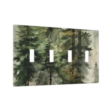 Imagem de Foggy Foggy Fairy Forest Jungle 4 Gang Quadriciclo Interruptor de Luz Placa Decorativa Elétrica Placa Decorativa Interruptor Sem Parafusos