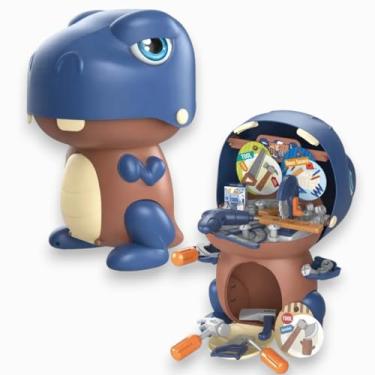 Imagem de Kit Dinossauro 2 em 1 50 Peças Brinquedo Educativo Para Montagem e Brincadeiras de Faz de Conta (Ferramenta)
