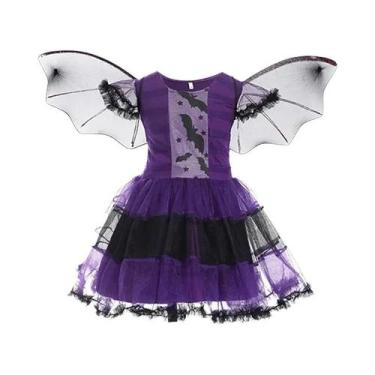 Imagem de Fantasia de Bruxa Infantil para Halloween - 4 Peças (Vestido, Chapéu, 