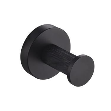 Imagem de Anel de toalha de parede de aço inoxidável preto fosco com gancho único, suporte para papel higiênico, saboneteira para banheira, conjunto de acessórios para banheiro (gancho para roupão)
