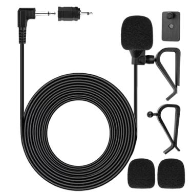 Imagem de CLANMOU Microfone de carro de 3,5 mm, substituição de microfone de rádio estéreo compatível com Pioneer Kenwood Boss JVC Sony Jensen Alpine, unidade de cabeça de veículo estéreo, áudio habilitado, GPS