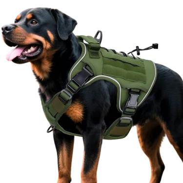 Imagem de Peitoral tático resistente para cães grandes, colete refletivo ajustável sem puxão com sistema Molle, controle de nível militar K9 para treinamento de serviço, atividades ao ar livre e mais de 10