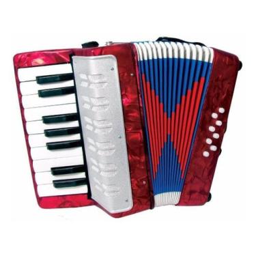 Imagem de Acordeon Sanfona Infantil Semi Profissional 8 Baixos Vermelho - Gici M