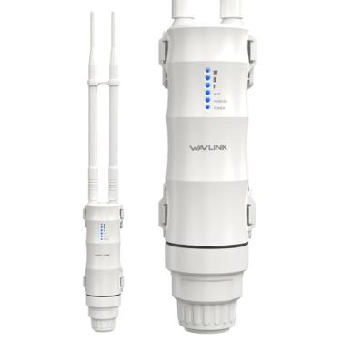 Imagem de WAVLINK Extensor WiFi AC600 de longo alcance à prova de intempéries/ponto de acesso sem fio com ponto de acesso passivo, banda dupla 5G + 2,4G, antenas omnidirecionais 7dBi, suporta modos