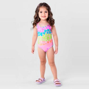 Imagem de Maiô Infantil Menina em Malha Uv Rosa Brandili