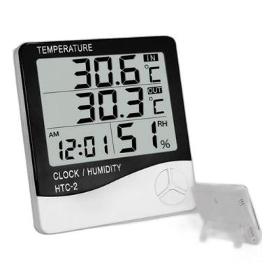 Imagem de Higrômetro Digital Sensor Umidade Com Relógio E Termômetro