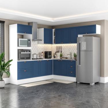 Imagem de Cozinha Completa 8 Peças com Rodapé Pérola Yescasa Azul/Branco
