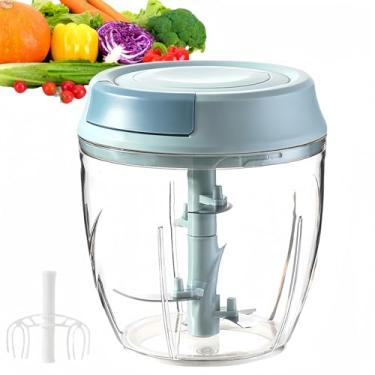 Imagem de Processador manual de alimentos, cortador manual de picador de alho, picador de legumes para utensílios de cozinha, picador de cebola com cordão manual para vegetais, gengibre, frutas, nozes, ervas
