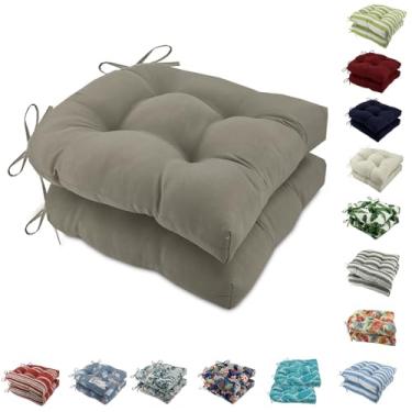 Imagem de Outdoor Chair Cushions, Tufted U-Shape Wicker Seat Cushions Set of 2, Water-Resistant and Fading-Resistant for Patio Garden Home Office Furniture(Light gray)