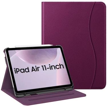 Imagem de Fintie Capa para iPad Air 5ª geração (2022)/iPad Air 4ª geração (2020) 10,9 polegadas, capa protetora de visualização em vários ângulos com suporte para lápis e bolso, hibernar/despertar automático, roxo