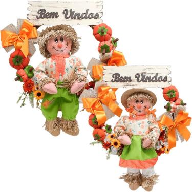 Imagem de Kit Casal Guirlanda Espantalho Festa Junina Xará Sítio 50cm