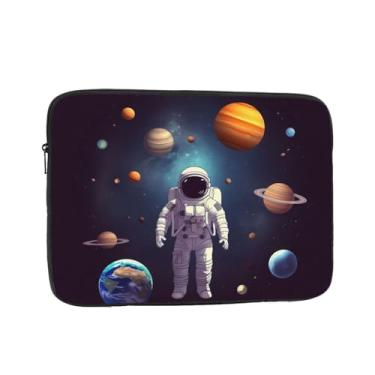 Imagem de Capa para laptop Astronaut Solar System Planets de 12 polegadas à prova de choque capa protetora para notebook resistente à água bolsa de computador bolsa para computador portátil pasta para laptop