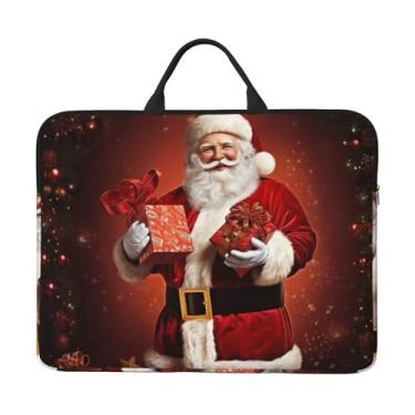 Imagem de Capa para laptop de Natal adorável Papai Noel bolsa de transporte de computador capa protetora para notebook de 14 polegadas