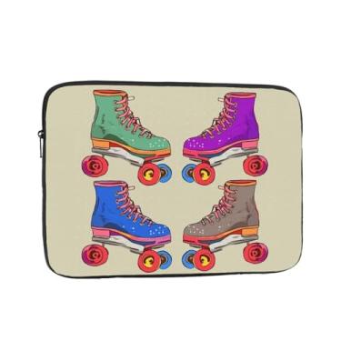 Imagem de Capa para laptop, retrô, colorido, patins, bolsa para laptop, capa protetora para notebook de 10 polegadas