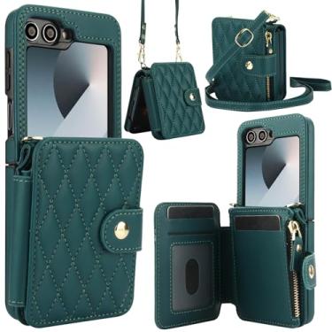 Imagem de Asuwish Capa de celular para Samsung Galaxy Z Flip 5 5G 2023 com bloqueio de RFID, carteira com zíper, alça transversal, cordão de ombro, suporte para cartão de crédito ZFlip5 Z5 G Flip5 ZFlip 5Z