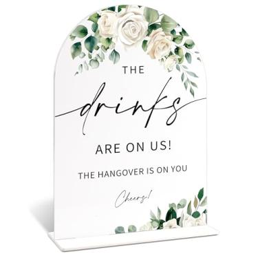 Imagem de Placas de casamento acrílicas para cerimônia e recepção, placa de bebida de rosa branca, centro de mesa de chá de panela para mesas com base, despedida de solteira, noivado, aniversário e itens