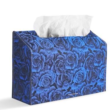 Imagem de Hennaja Capa de couro para caixa de toalha de mão de papel descartável, compatível com toalha de mão de papel Kleenex (1-3D rosa azul)