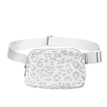 Imagem de Bolsa de cintura moderna pochete feminina e masculina, bolsa transversal com alça ajustável para viagens, corrida, caminhada, caminhada, Oncinha, branco, Tendência