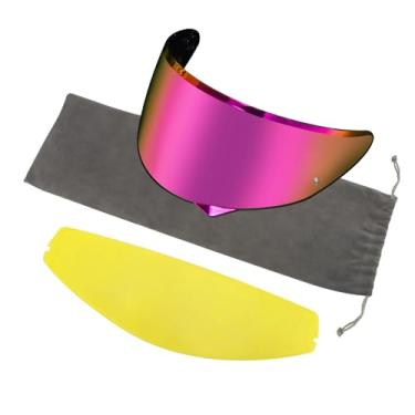 Imagem de PSLER Viseira C10 com filme antiembaçamento - Viseira colorida C10 HJ-34P Viseira para capacete pronto para pinlock para C10 HJ-34P, filme anti-embaçamento + viseira vermelha rosa