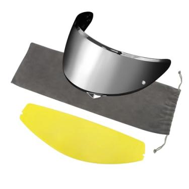 Imagem de PSLER Viseira C10 com filme antiembaçamento - Viseira colorida C10 HJ-34P Viseira para capacete pronto para pinlock para C10 HJ-34P, filme antiembaçamento + viseira prata profunda