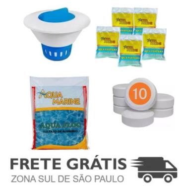 Imagem de Kit Sulfato de Alumínio + Clorador, 10 Pastilhas Aqua Marine