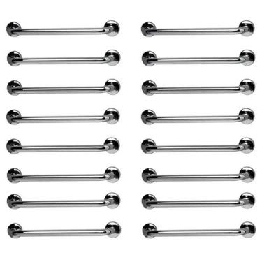 Imagem de Barra de Apoio 60cm Aço Inox Kit 18 Unidades Banheiro Box Idoso Gestan