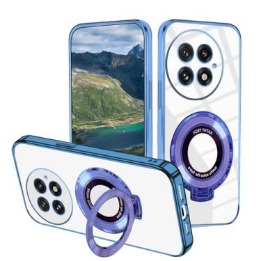 Imagem de Capa Anlalsih compatível com OnePlus 13, capas protetoras transparentes à prova de choque com suporte de anel magnético, capa de silicone TPU macio para OnePlus 13 (azul)