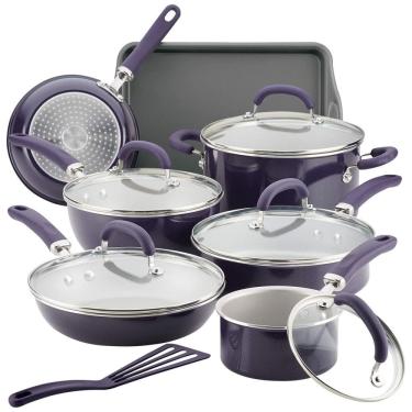 Imagem de Jogo de Panelas 13 peças com Revestimento Antiaderentes, Rachael Ray, Roxa