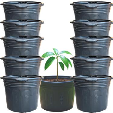 Imagem de Kit 10 Vaso Embalagem 40 Litros com Alça para Árvores Frutíferas, Ornamentais, Mudas e Outras | Leve e Flexível, Plástico Reciclável e Resistente - Nutriplan