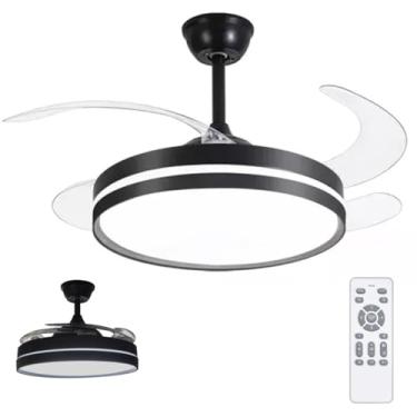 Imagem de Ventilador de Teto Grande Lampada Led 3 em 1 Pa Retratil Controle Remoto Lustre Casa Quarto Recepçao Silencioso Potente
